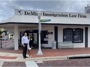 Installation of demine immigration law firm, p.A. Signs- first immigration law firm in downtown, fort myers